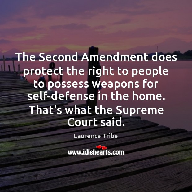 The Second Amendment does protect the right to people to possess weapons Laurence Tribe Picture Quote