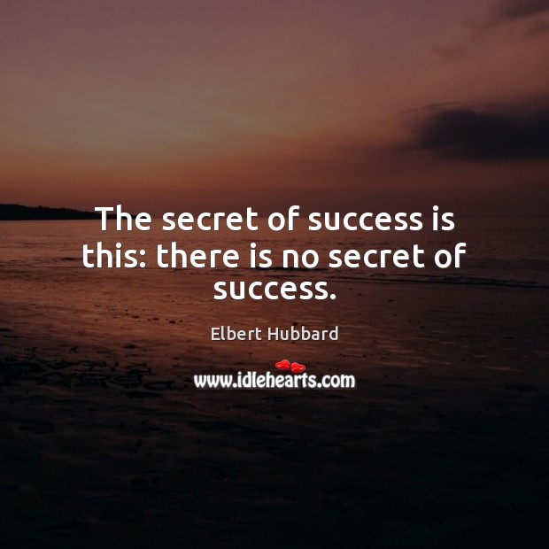 The secret of success is this: there is no secret of success. Image