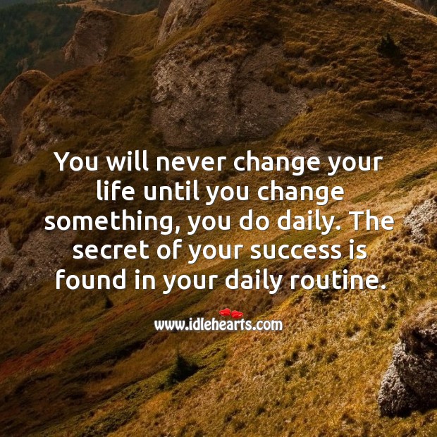 The secret of your success is found in your daily routine. Secret Quotes Image