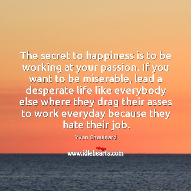 The secret to happiness is to be working at your passion. If Happiness Quotes Image