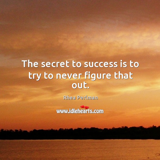 The secret to success is to try to never figure that out. Image