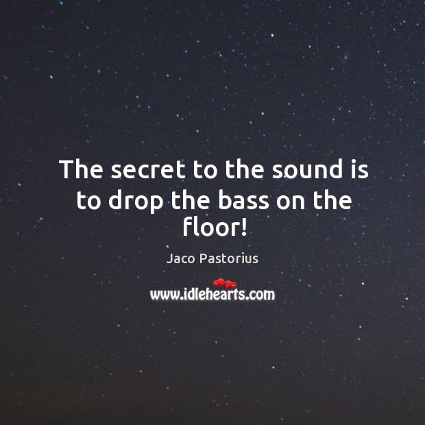 The secret to the sound is to drop the bass on the floor! Image