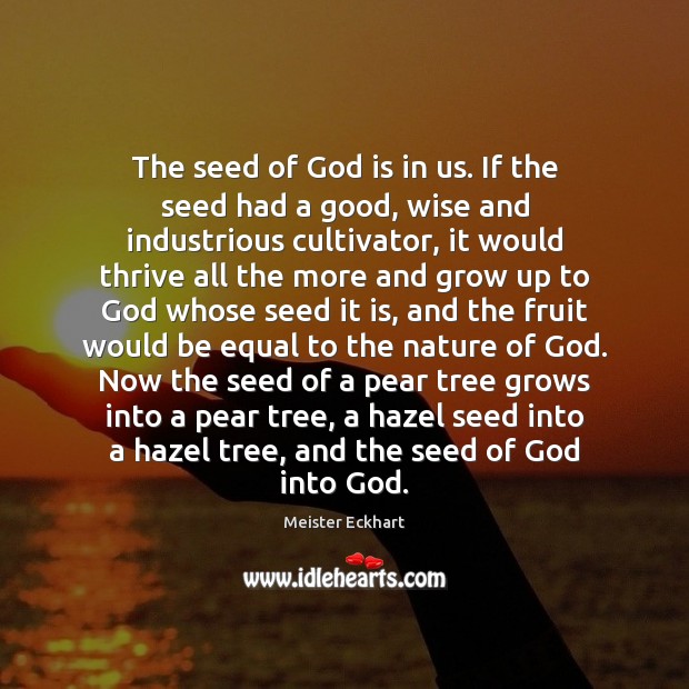 The seed of God is in us. If the seed had a Meister Eckhart Picture Quote