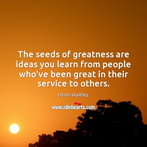The seeds of greatness are ideas you learn from people who’ve been Denis Waitley Picture Quote