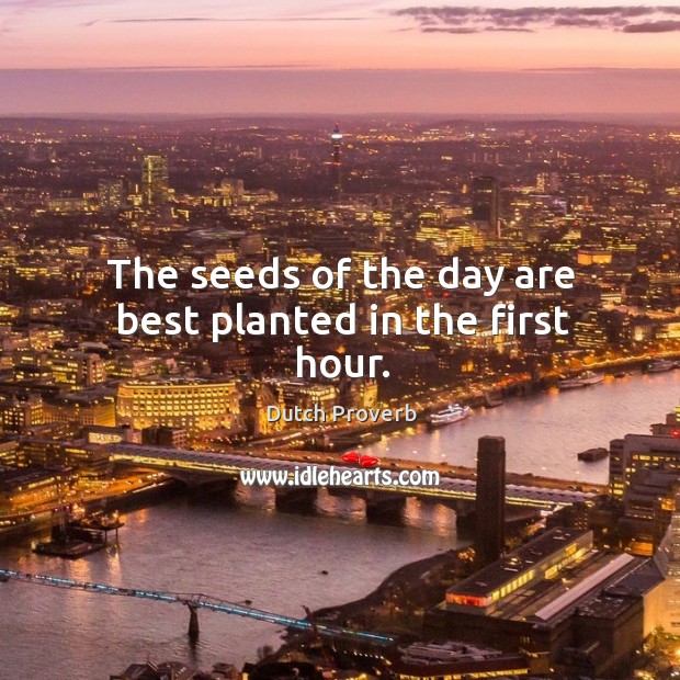 The seeds of the day are best planted in the first hour. Dutch Proverbs Image