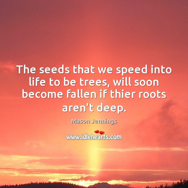 The seeds that we speed into life to be trees, will soon Mason Jennings Picture Quote