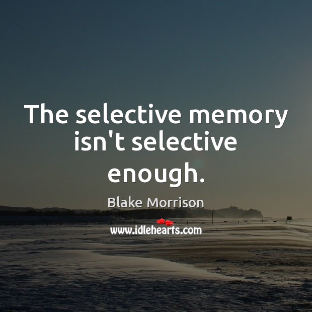 The selective memory isn’t selective enough. Blake Morrison Picture Quote