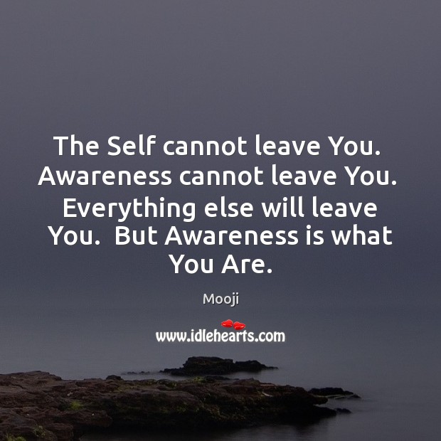 The Self cannot leave You.  Awareness cannot leave You.  Everything else will Mooji Picture Quote