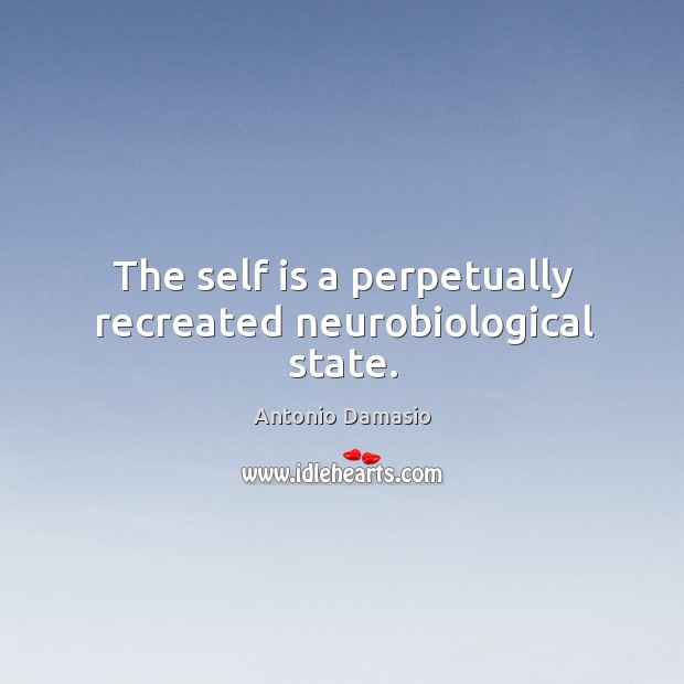 The self is a perpetually recreated neurobiological state. Antonio Damasio Picture Quote