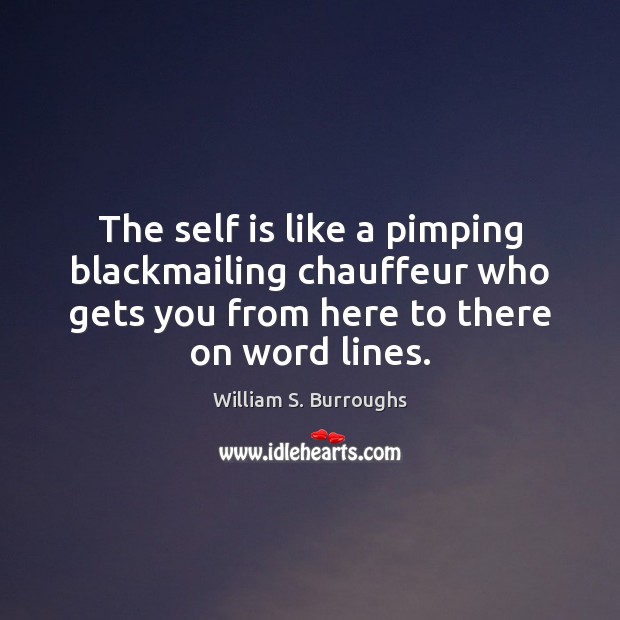 The self is like a pimping blackmailing chauffeur who gets you from William S. Burroughs Picture Quote