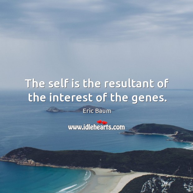 The self is the resultant of the interest of the genes. Eric Baum Picture Quote