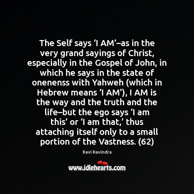 The Self says ‘I AM’–as in the very grand sayings of Ravi Ravindra Picture Quote