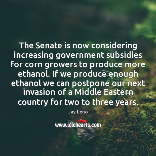 The Senate is now considering increasing government subsidies for corn growers to Image