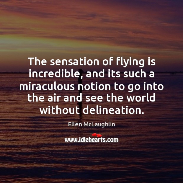 The sensation of flying is incredible, and its such a miraculous notion Ellen McLaughlin Picture Quote