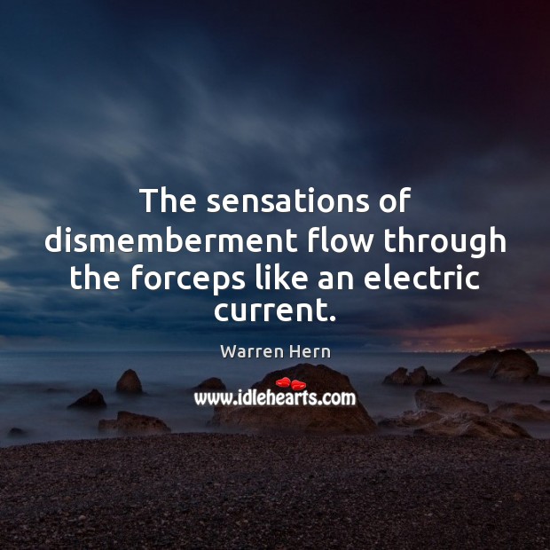 The sensations of dismemberment flow through the forceps like an electric current. Warren Hern Picture Quote