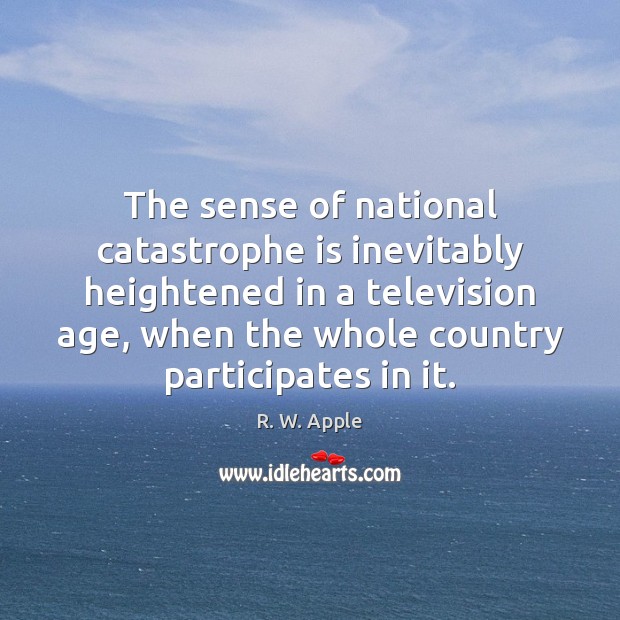 The sense of national catastrophe is inevitably heightened in a television age, R. W. Apple Picture Quote