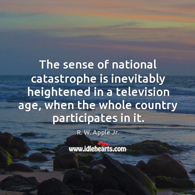 The sense of national catastrophe is inevitably heightened in a television age, when the whole country participates in it. R. W. Apple Jr. Picture Quote