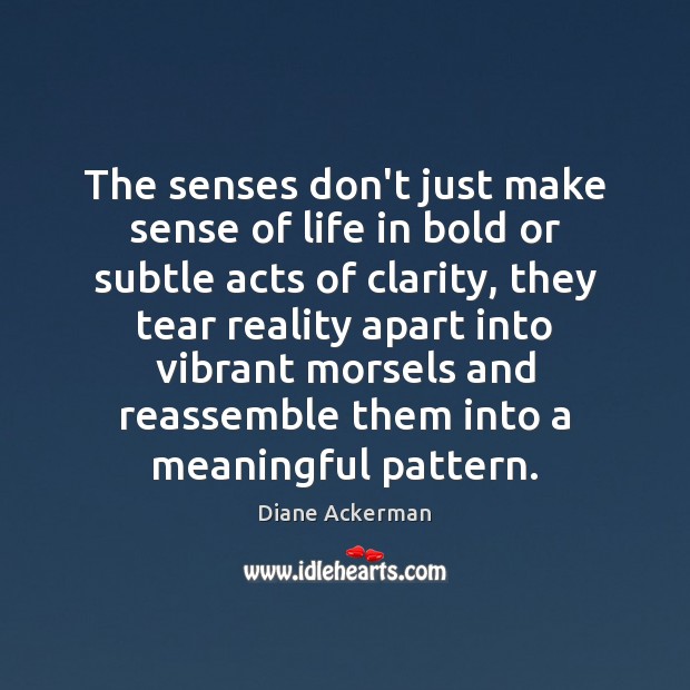 The senses don’t just make sense of life in bold or subtle Diane Ackerman Picture Quote