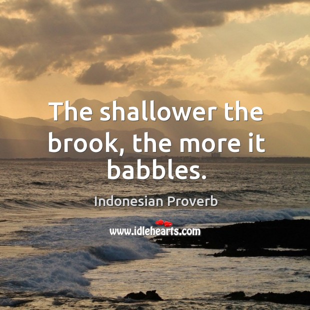The shallower the brook, the more it babbles. Indonesian Proverbs Image