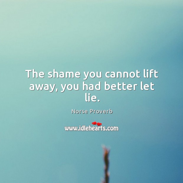 The shame you cannot lift away, you had better let lie. Image
