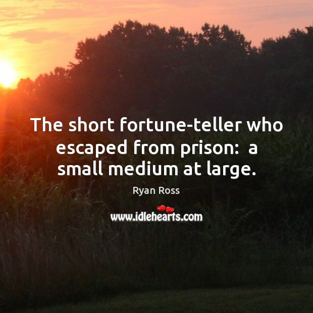 The short fortune-teller who escaped from prison:  a small medium at large. Ryan Ross Picture Quote