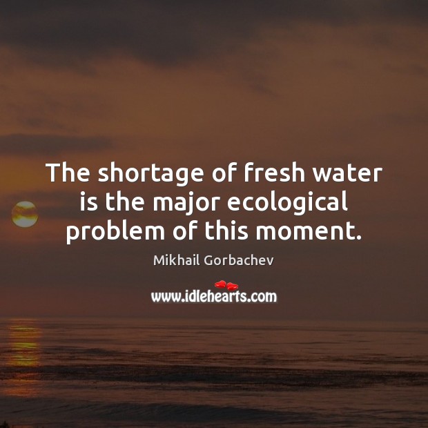 The shortage of fresh water is the major ecological problem of this moment. Mikhail Gorbachev Picture Quote