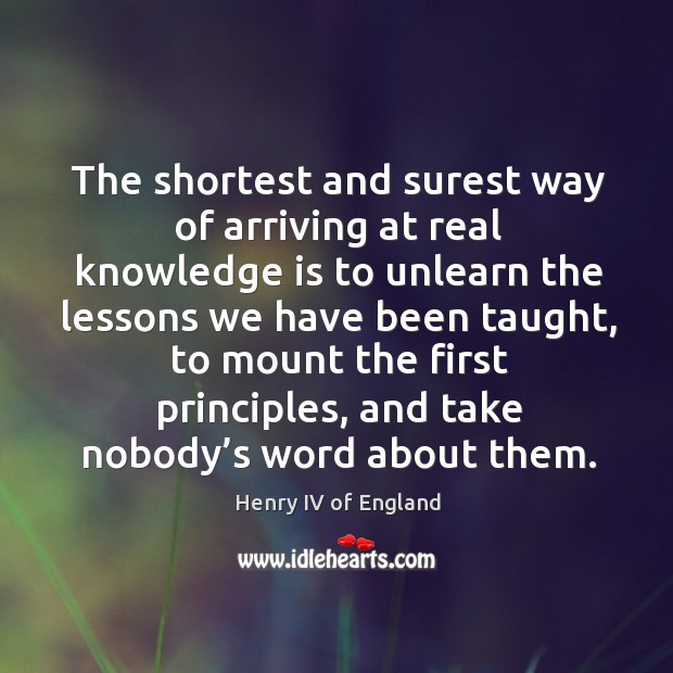 The shortest and surest way of arriving at real knowledge is to unlearn the lessons Knowledge Quotes Image