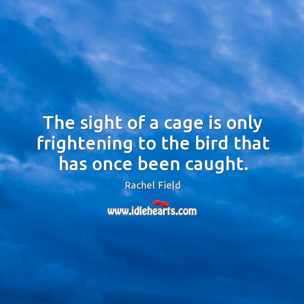 The sight of a cage is only frightening to the bird that has once been caught. Rachel Field Picture Quote