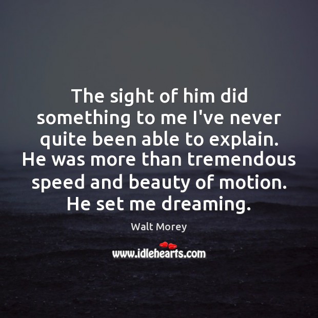 The sight of him did something to me I’ve never quite been Dreaming Quotes Image