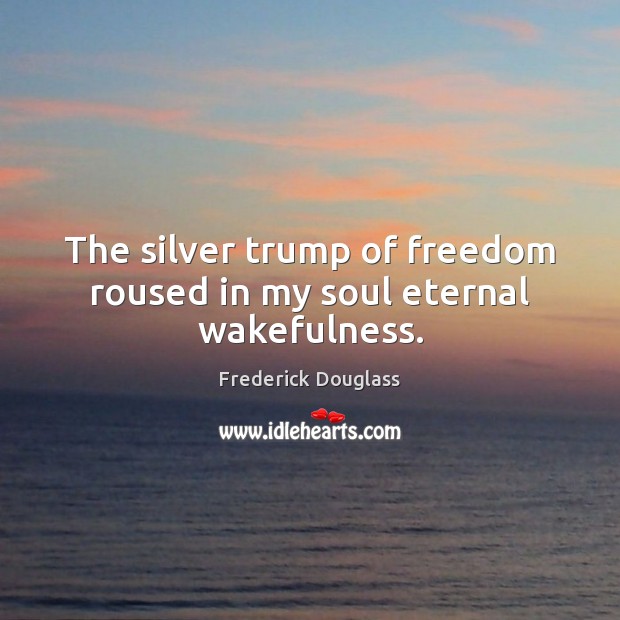 The silver trump of freedom roused in my soul eternal wakefulness. Frederick Douglass Picture Quote