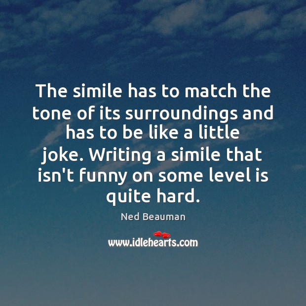 The simile has to match the tone of its surroundings and has Ned Beauman Picture Quote