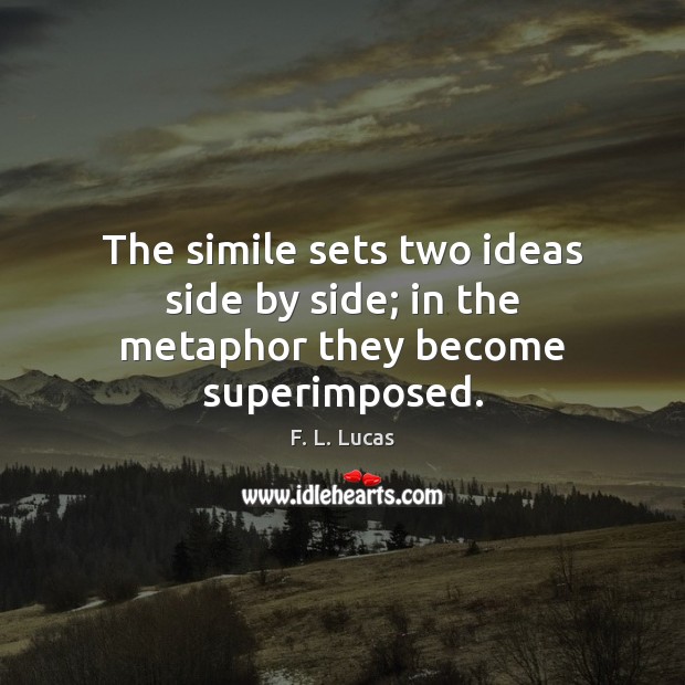 The simile sets two ideas side by side; in the metaphor they become superimposed. F. L. Lucas Picture Quote