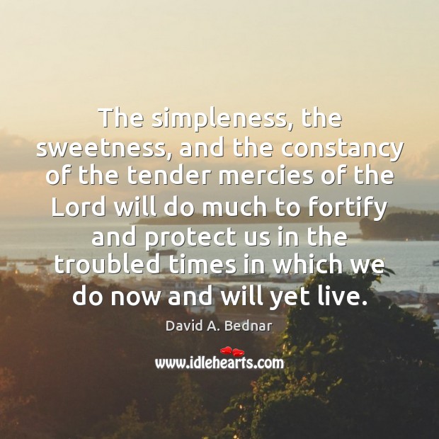 The simpleness, the sweetness, and the constancy of the tender mercies of David A. Bednar Picture Quote
