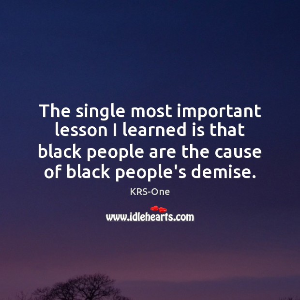 The single most important lesson I learned is that black people are KRS-One Picture Quote