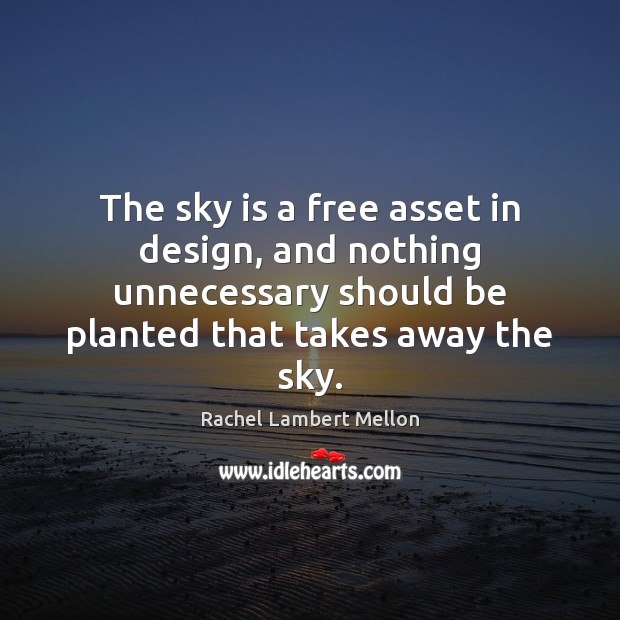 The sky is a free asset in design, and nothing unnecessary should Rachel Lambert Mellon Picture Quote