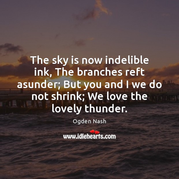 The sky is now indelible ink, The branches reft asunder; But you Image