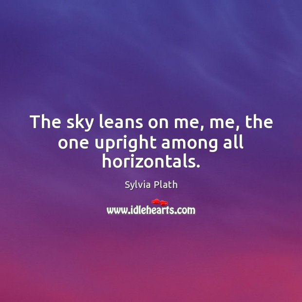 The sky leans on me, me, the one upright among all horizontals. Image