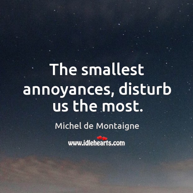 The smallest annoyances, disturb us the most. Michel de Montaigne Picture Quote