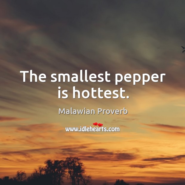 The smallest pepper is hottest. Malawian Proverbs Image