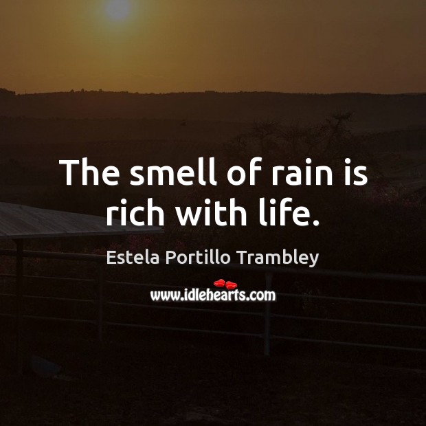 The smell of rain is rich with life. Estela Portillo Trambley Picture Quote