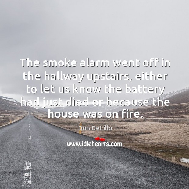 The smoke alarm went off in the hallway upstairs, either to let Don DeLillo Picture Quote