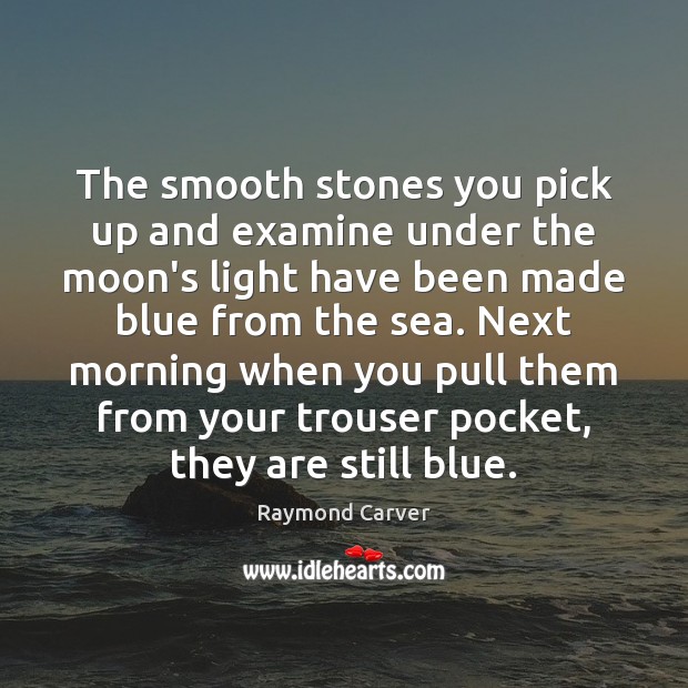 The smooth stones you pick up and examine under the moon’s light Raymond Carver Picture Quote