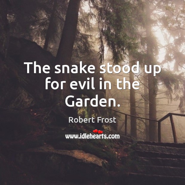 The snake stood up for evil in the Garden. Robert Frost Picture Quote