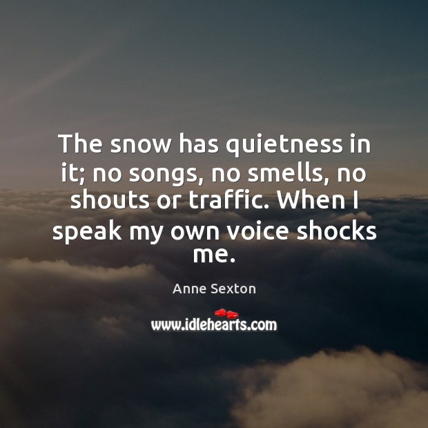 The snow has quietness in it; no songs, no smells, no shouts Anne Sexton Picture Quote