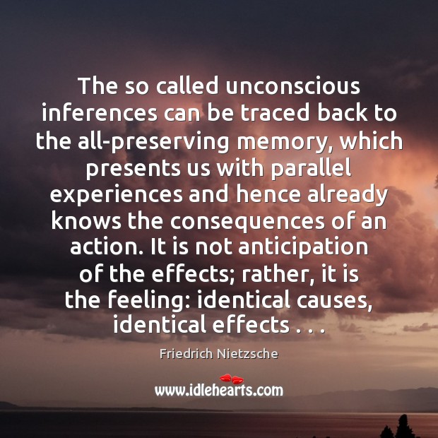 The so called unconscious inferences can be traced back to the all-preserving Image