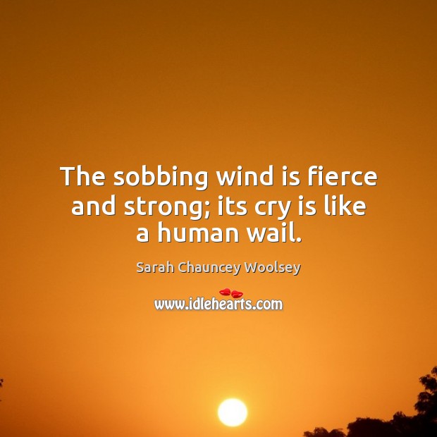 The sobbing wind is fierce and strong; its cry is like a human wail. Sarah Chauncey Woolsey Picture Quote
