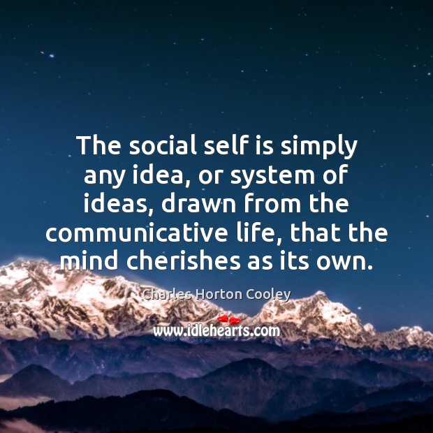 The social self is simply any idea, or system of ideas, drawn Charles Horton Cooley Picture Quote