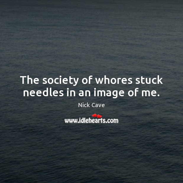 The society of whores stuck needles in an image of me. Nick Cave Picture Quote