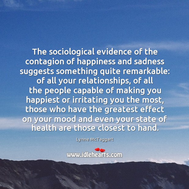 The sociological evidence of the contagion of happiness and sadness suggests something Image