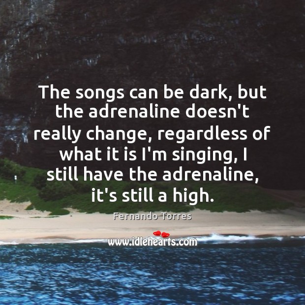The songs can be dark, but the adrenaline doesn’t really change, regardless Fernando Torres Picture Quote